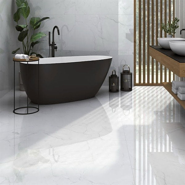 Galena Caryn White Polished 1000x1000mm Porcelain Tile