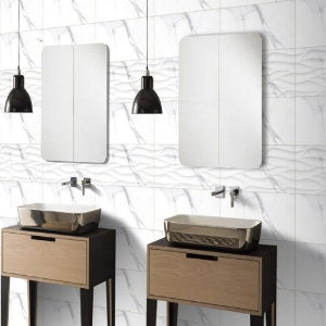 Carrara White Matt Decor Porcelain Tile – 300x600mm