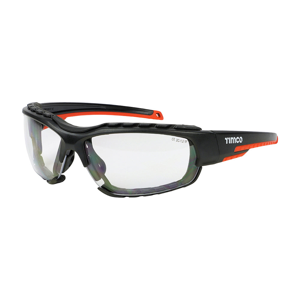 Sports Style Safety Glasses - With Foam Dust Guard - Clear image 0