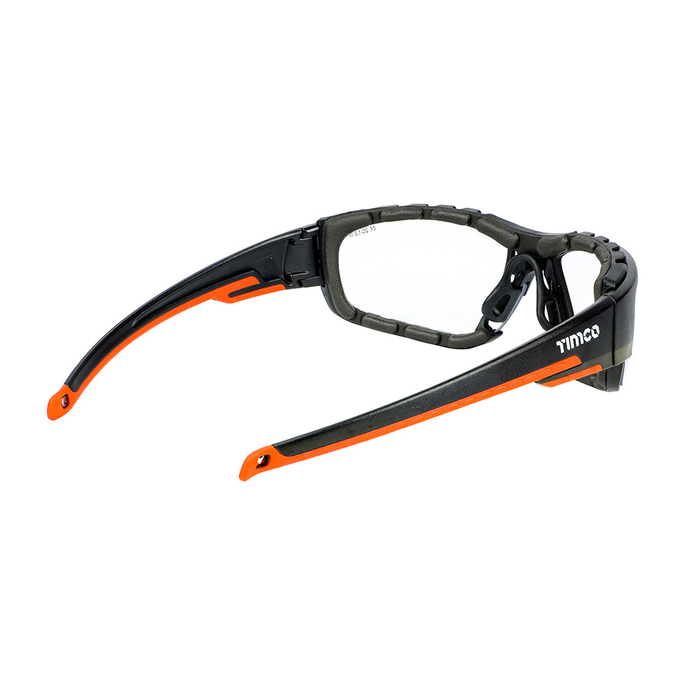 Sports Style Safety Glasses - With Foam Dust Guard - Clear image 2