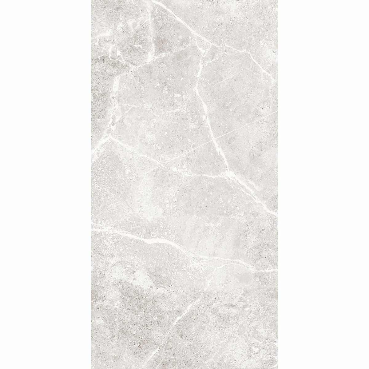 Agora Light Grey Gloss Marble Effect Wall Tile 600x300 image 1