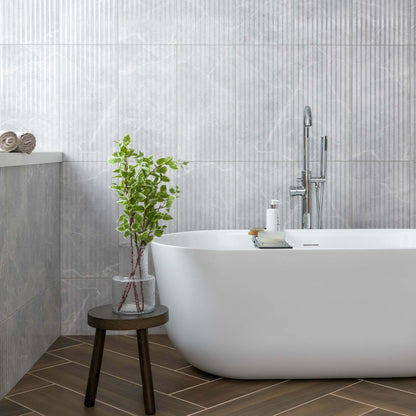 Agora Light Grey Gloss Marble Effect Decor Wall Tile 600x300 image 0