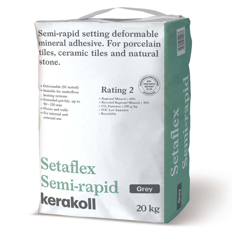 Kerakoll Setaflex Semi Rapid Grey Tile Adhesive 20KG image 0