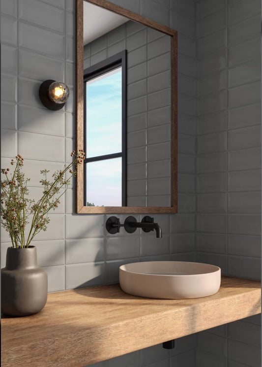 Metro Bevel Dark Grey  10x20 Wall Tiles image 0