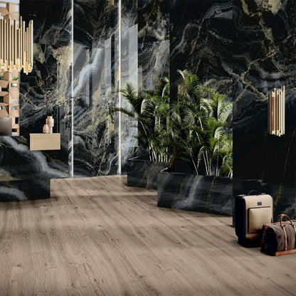 Golden Eye Glitter XL Porcelain Slab 1200x2800mm room setting