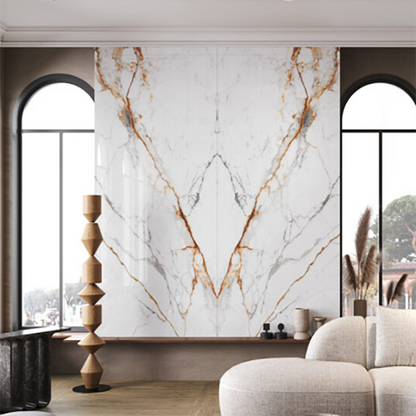 Golden Hour Bookmatch A XL Porcelain Slab 1200x2800mm room setting
