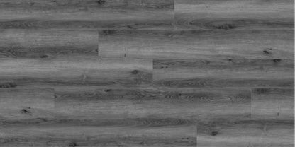 Honister Slate Grey Luxury Click Vinyl Flooring 5mm close-up showcasing dark slate grey wood-effect SPC planks with authentic natural grain, realistic knot detailing, embossed texture and a durable matt finish, ideal for waterproof flooring in modern kitchens, bathrooms, living rooms and hallways.