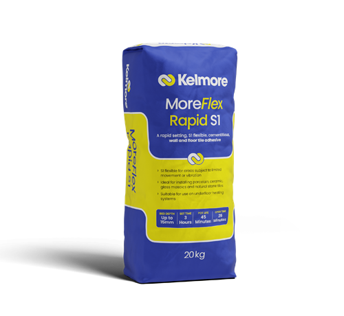 Kelmore MoreFlex Rapid S1 Grey Tile Adhesive 20kg