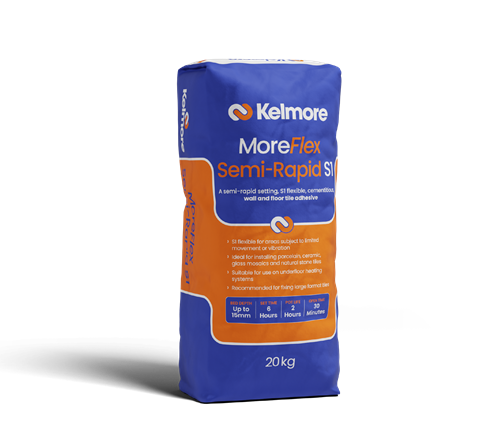 Kelmore MoreFlex Semi-Rapid S1 Grey Tile Adhesive 20kg