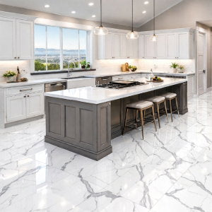 Maunas White Polished Porcelain Tile – 600x600mm