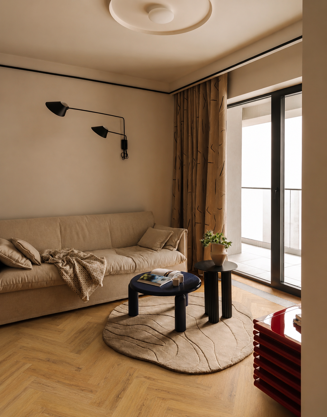 Modern living room featuring New Forest Oak Herringbone Luxury Click Vinyl Flooring 5.5mm waterproof SPC flooring