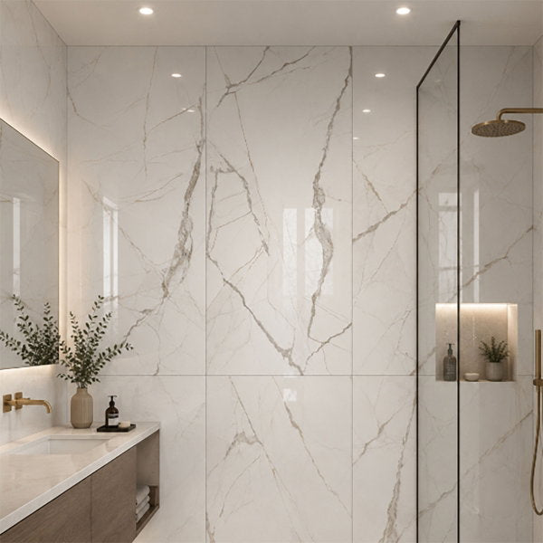 Pamena Polished White Porcelain Tile – 600x1200mm