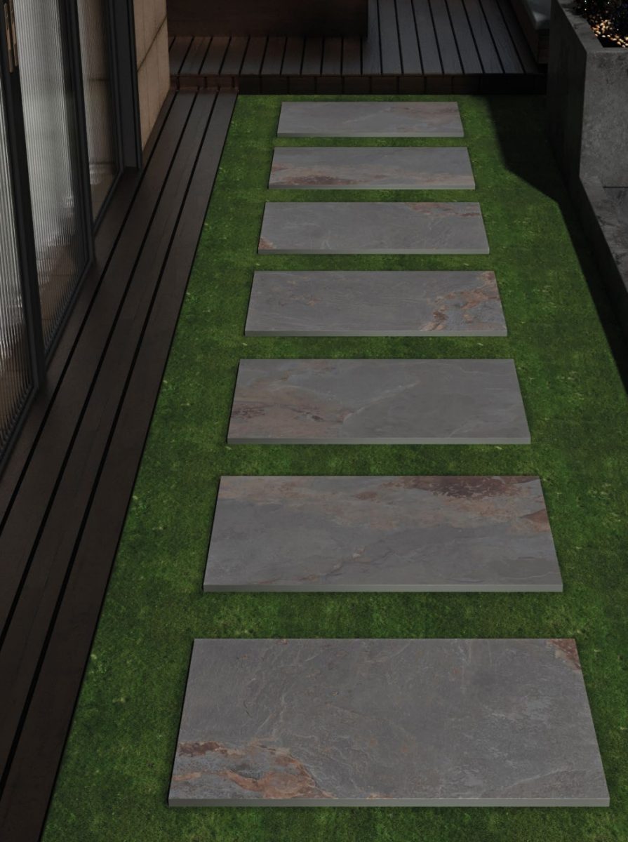 Retro Stone outdoor porcelain paving garden room setting