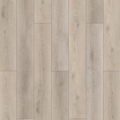 Close-up of Kielder Smoked Oak Luxury Click Vinyl Flooring 6mm, showcasing wide smoked oak-effect planks with soft brown-grey tones, authentic wood grain detailing, subtle natural knot patterns and a realistic embossed matt finish.