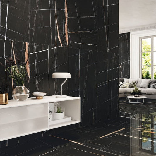 Titanium Black Polished Porcelain Tile – 600x1200mm