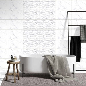 Carrara White Gloss Porcelain Tile – 300x600mm