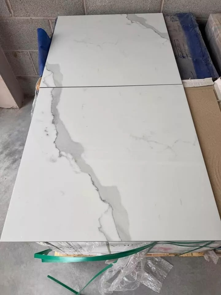 Aurello Calacutta Marble Effect Rectified High Gloss Porcelain Tiles 60cm x 60cm image 1