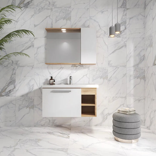 Kale Nora white Matt Marble effect Ceramic 30x60 image 0