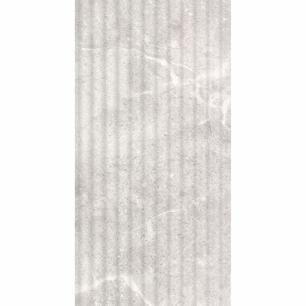 Agora Light Grey Gloss Marble Effect Decor Wall Tile 600x300 image 2